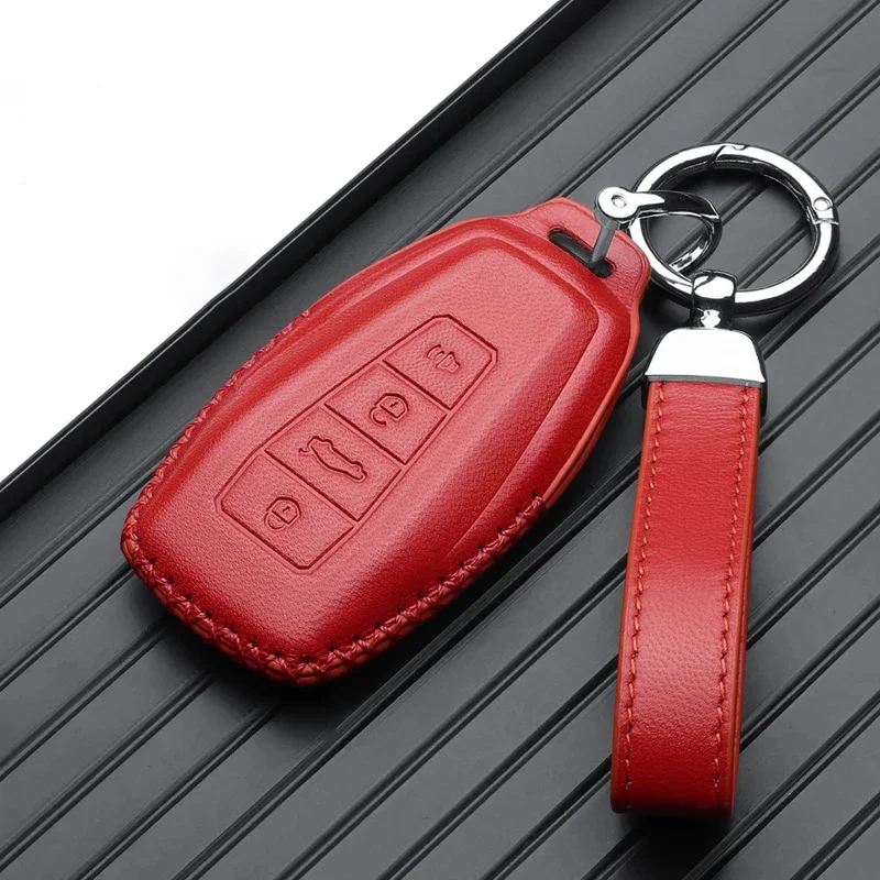 Leather Car Key Case Remote Cover Shell Bag Holder Fob For Geely Coolray Binray Preface Okavango Monjaro New Emgrand Altas 2024