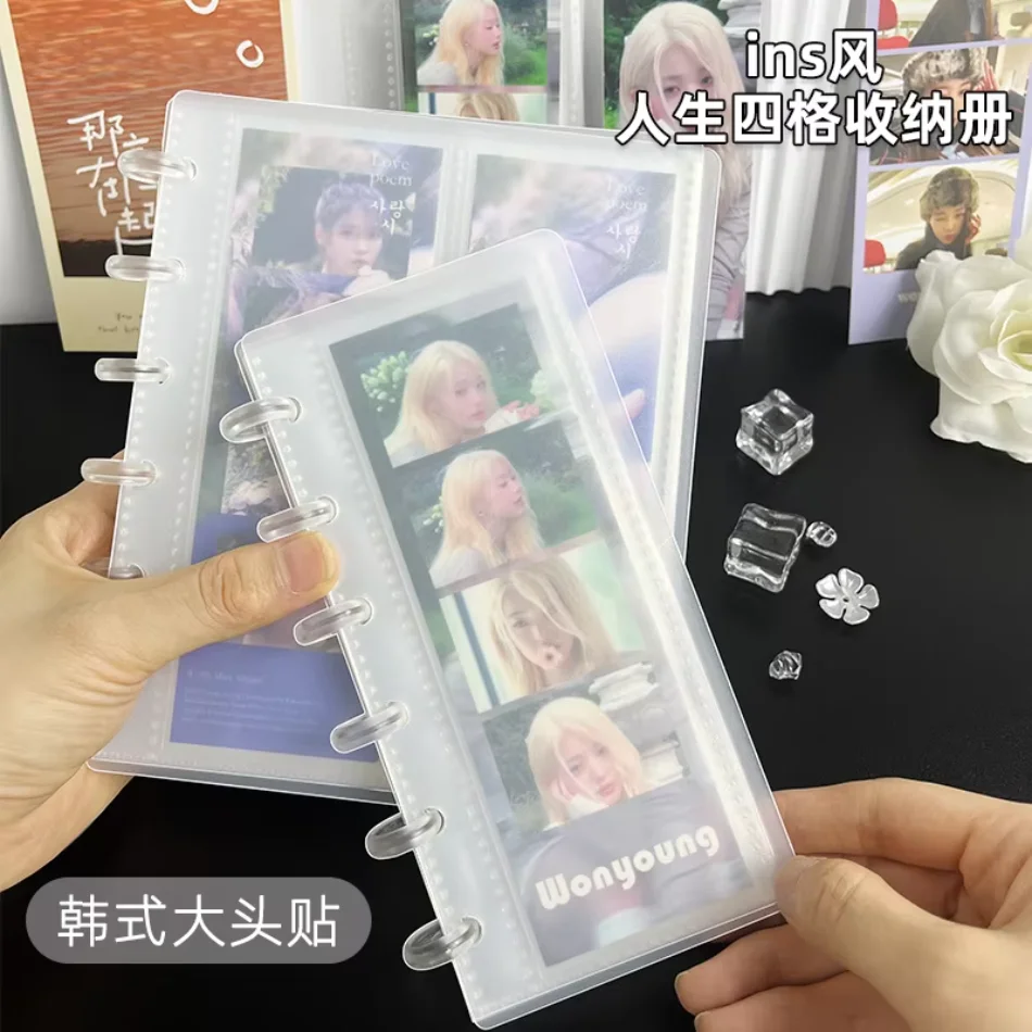 Photo Card Binder 1/2 Grids Ins Idol Card Display Collect Book Photo Album Clear Photocard Holder Background Paper