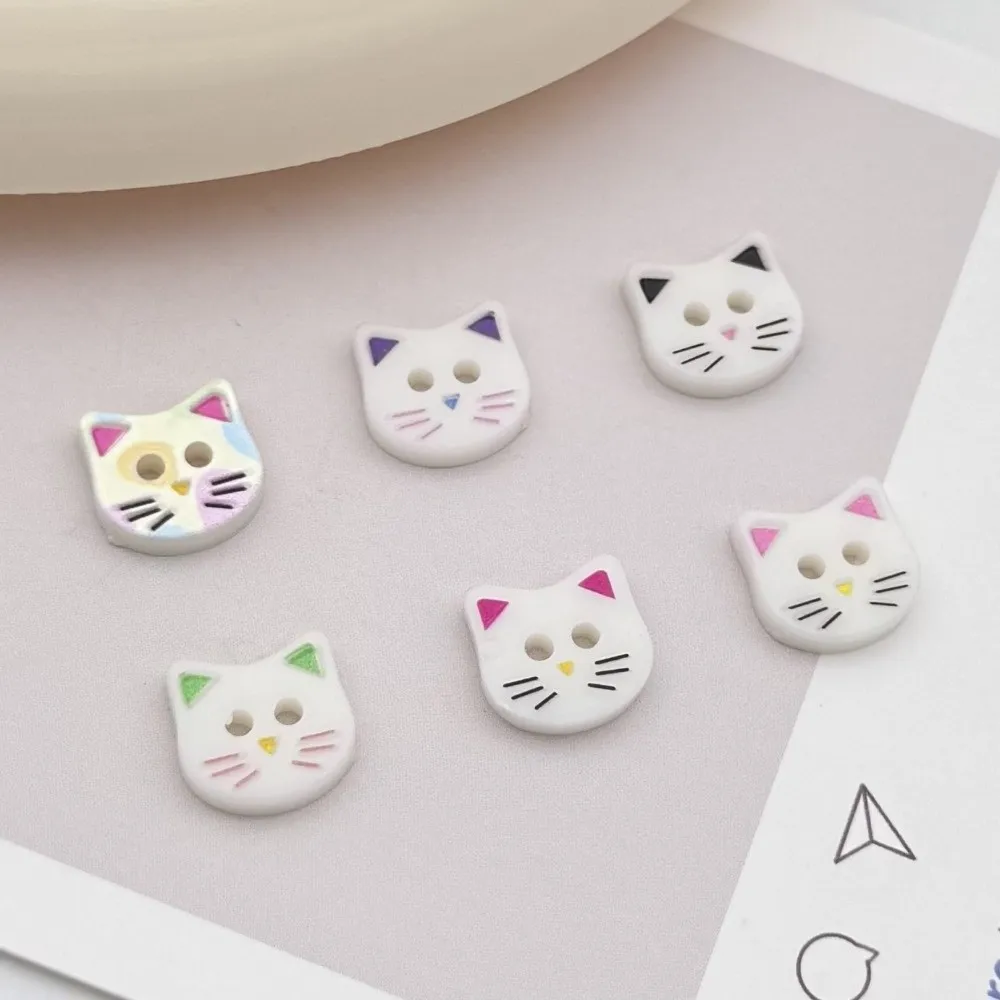

40pcs Mini 12mm Kitty Buttons Cute Resin Calico Cat Buttons Colorful Creative Kitten Head Buttons Clothes Accessories