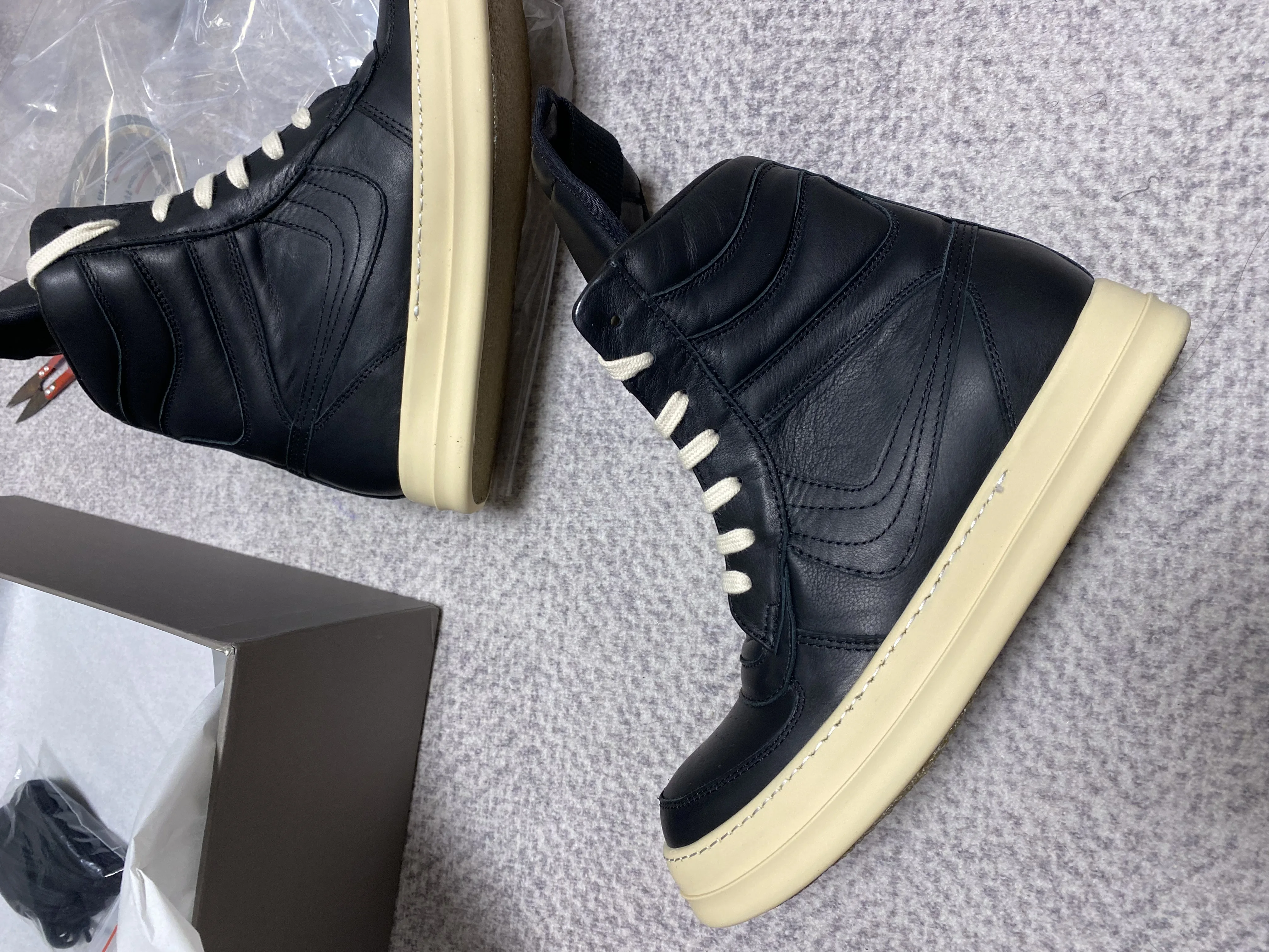 Customized Goodyear Handmade sewing Men Geo-basket Hip Hop Punk Nail Genuine Leather Running Boots