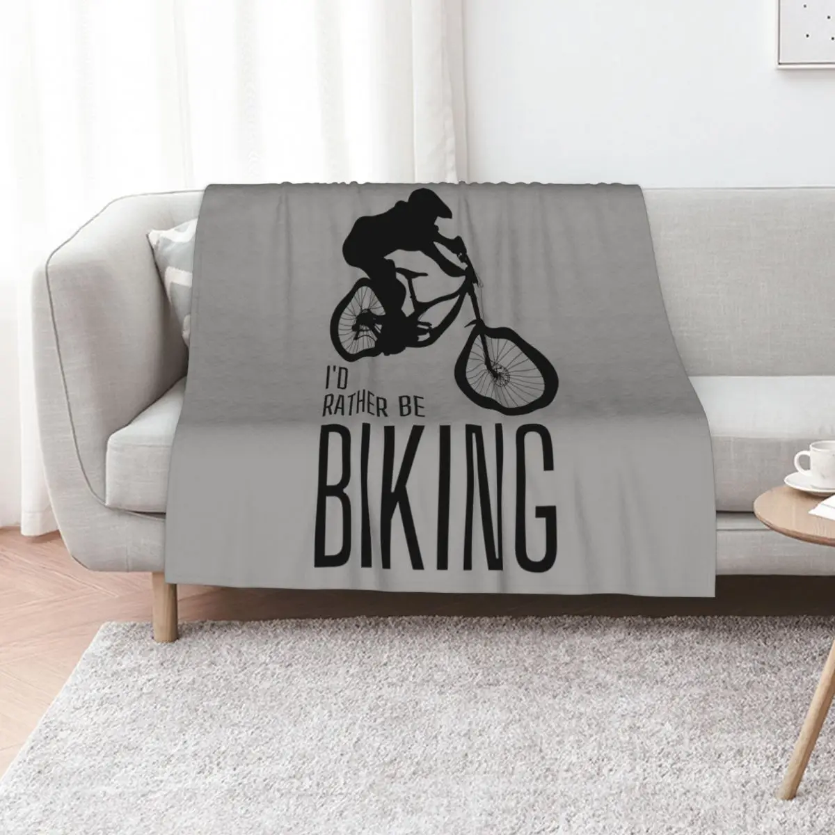 I'd rather be biking. MTB. Mountain biker. Downhill. Black Throw Blanket Single Decorative Sofa sofa bed Soft Blankets