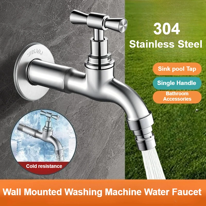 

Washing Machine Faucet Stainless Steel Bathroom Faucets Wall Mounted Outdoor Bibcock Garden Mop Pool Faucet Household
