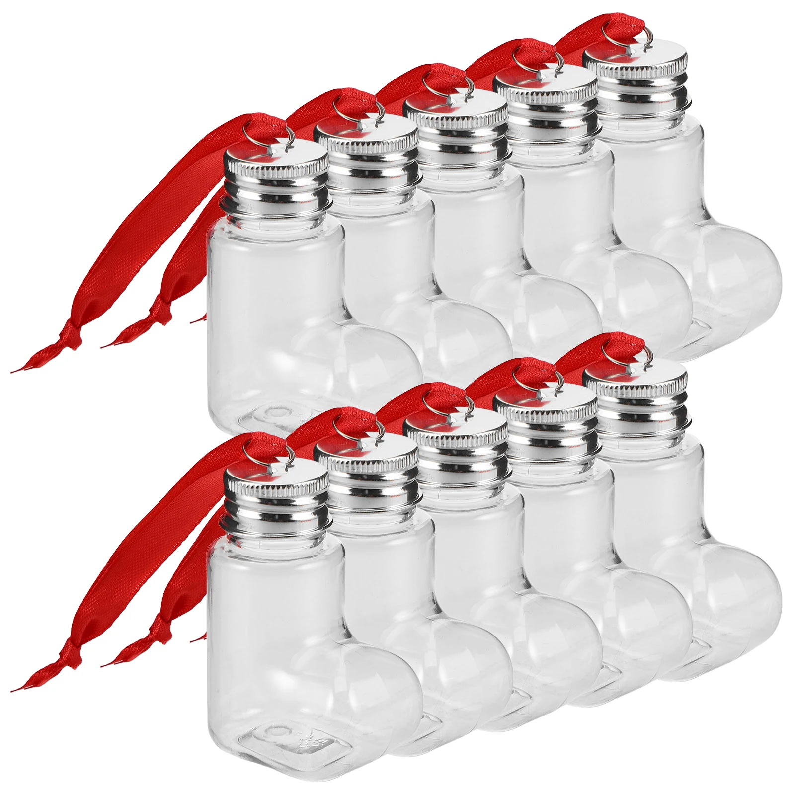 

14Pcs 50ml Clear Plastic Ornaments Festive Sock Shaped Fillable Candy Boxes Screw Cap DIY Christmas Cookie Jar Snack