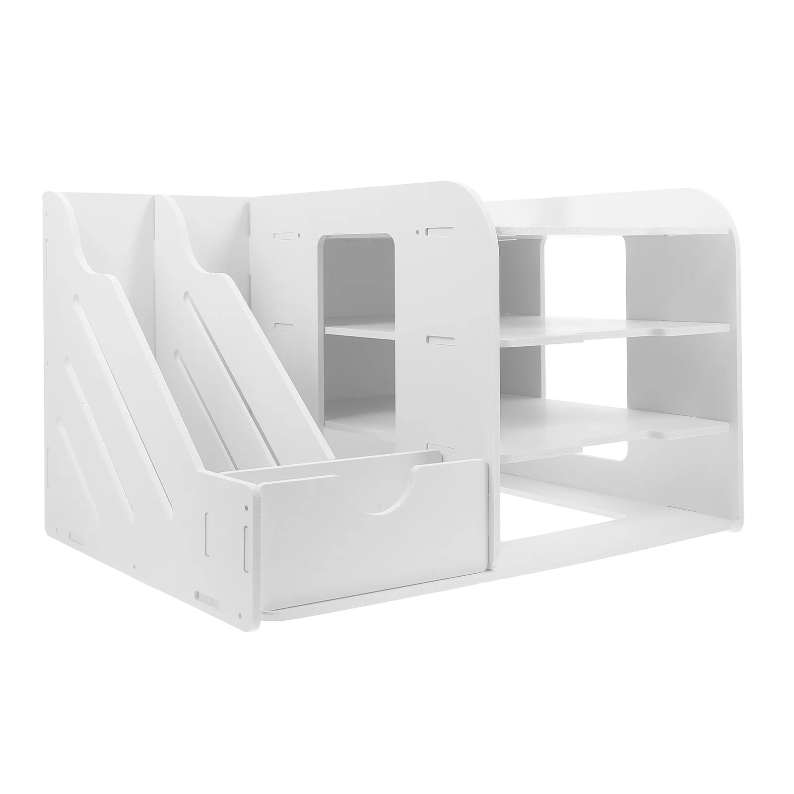 

Multi Layer File Organizer For Desk White Pvc Desktop Storage Shelf Horizontal Paper Holder Stackable Document Tray Office