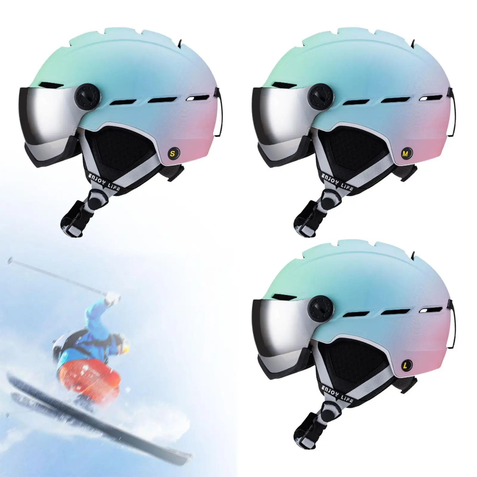 Ski Helmet Skateboard Helmet with Ski Goggles Sports Helmet Cooling Vents Snow