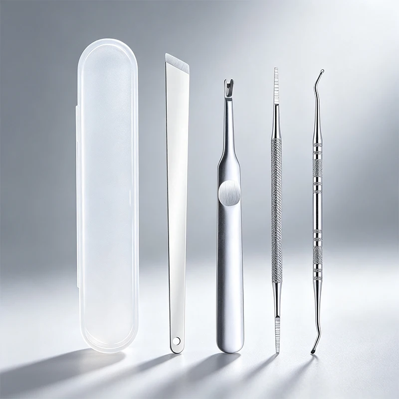 4PCS Stainless Steel Manicure Pedicure Set Cuticle Pusher Dead Skin Remover Nail Cleaner Foot Care Tools With Storage Box