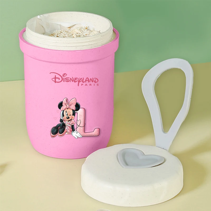 

Minnie Mouse Girl Portable Breakfast Cup Multifunction Children Water Bottle Oatmeal Nut Yogurt Mug Snack Cup Creative Soup Cup