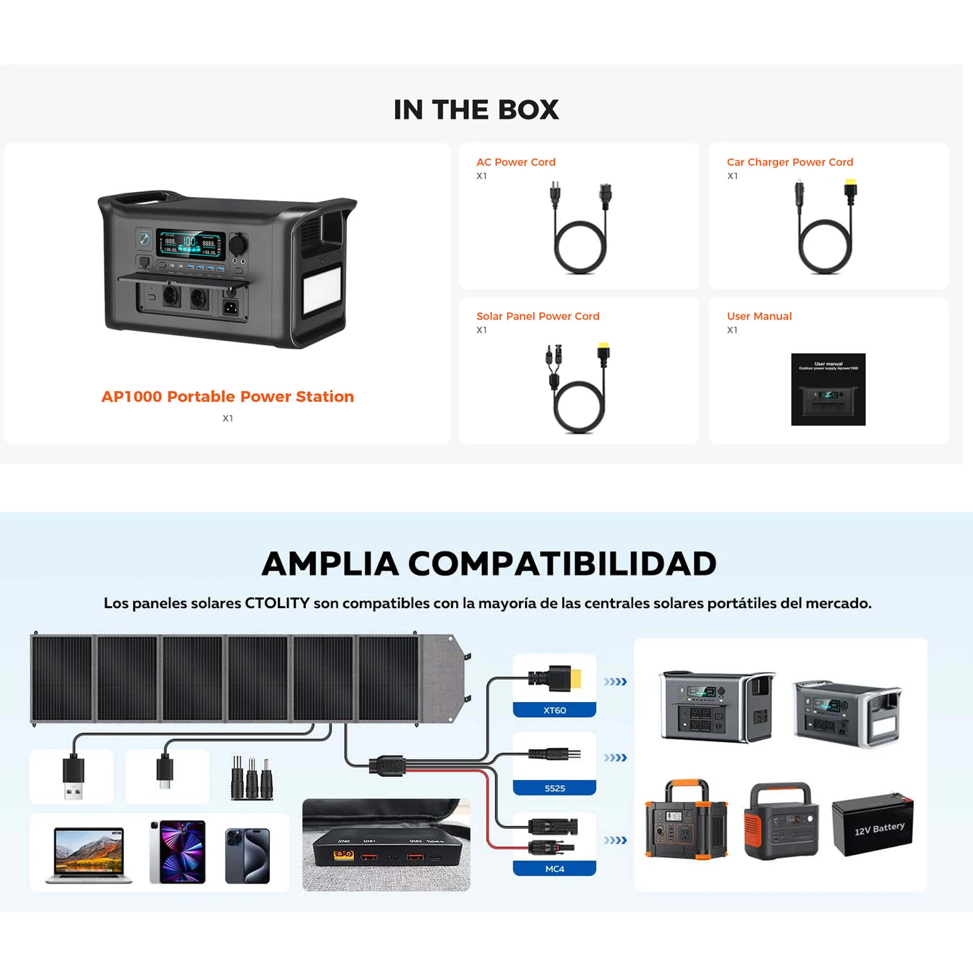 CTOLITY AP1000 1800W Draagbare Mobiele Power Station Zonne-energiecentrale Lifepo4 Batterij Met 200W Zonnepanelen Draagbaar Opvouwbaar
