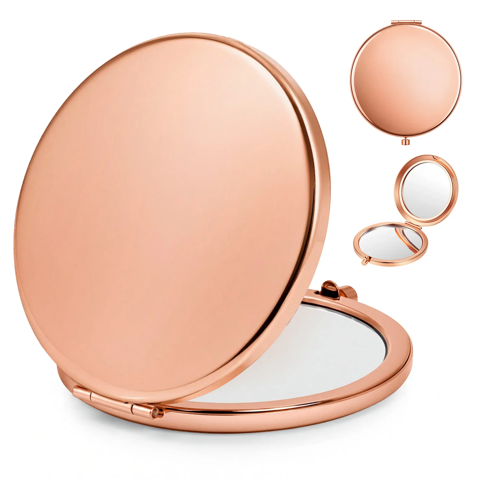 Custom Logo Round Pocket Mirror Portable Metal Makeup Mirror Compact Double Side Magnifier Mirror for Wedding Party Gift