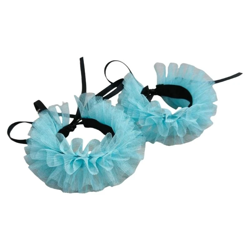 Women's Colorful Mesh Ruffle Detachable Collar Wrist Cuffs Fashionable Neck Accessory for Daily Wear and Parties Event 6XDA