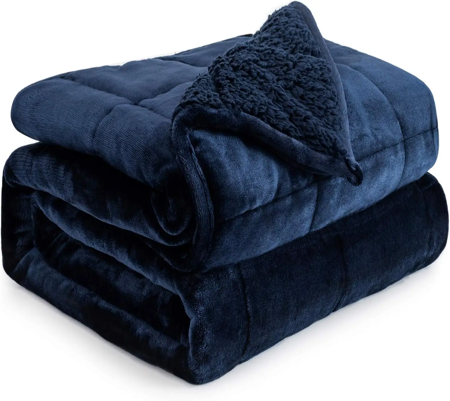 

Sherpa Fleece Weighted Blanket 15 Lbs For Adult, Flannel Cozy Plush Bed Blankets, Fuzzy Sherpa Flannel Blanket Full Size, Minky