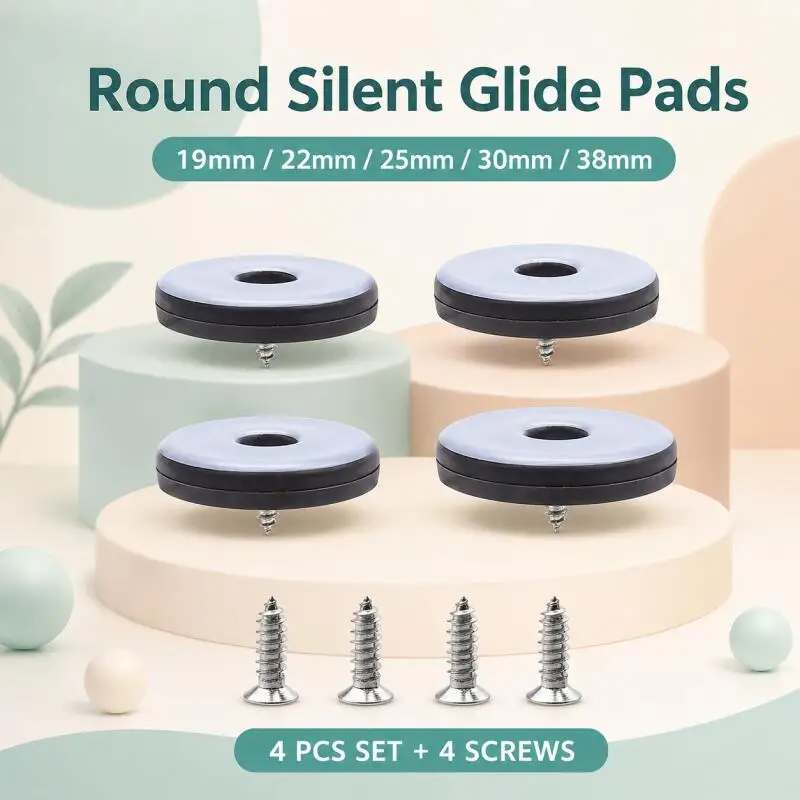 20/16/12/8/4Pcs 19~38MM Furniture Slider Pads Heavy Duty Table Leg Base Protectors Anti-Abrasion Floor Mat for Home Decor