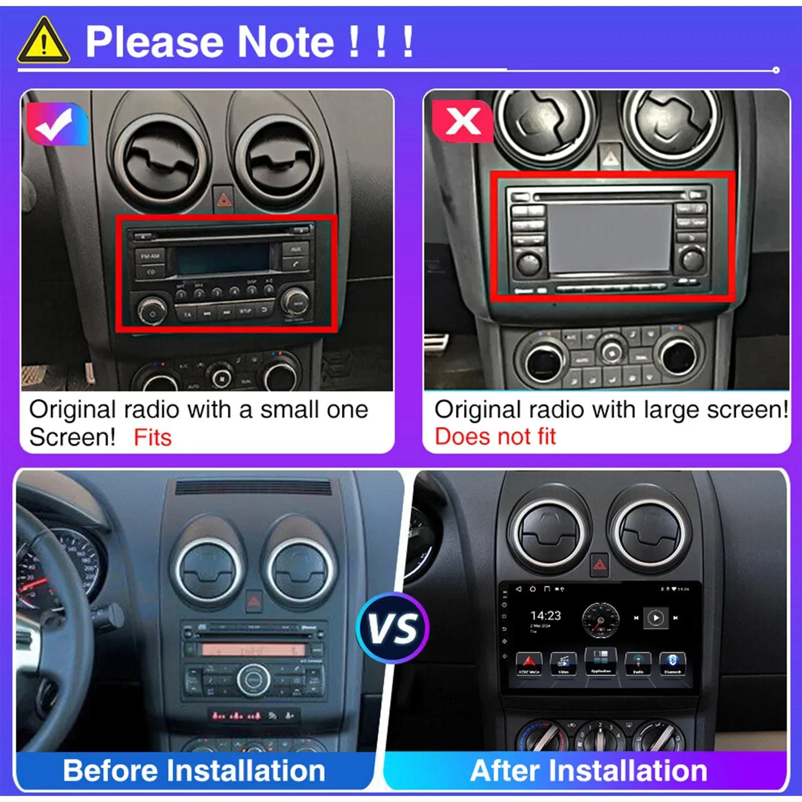 ESSGOO DAB+ 9'' Android14 32/64G Für Nissan Qashqai J10 2006-2013 Carplay Autoradio RDS GPS Navi WIFI BT USB Typ-C – Detail 3