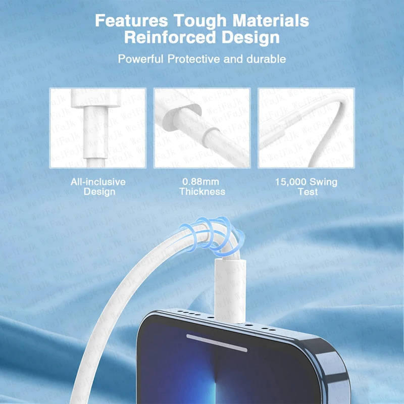 For Apple Original 30W Fast Charging Cable For iPhone 14 13 12 11 15 Pro Max Mini X XS XR 8 Plus USB Type C iPhone Charge Cable