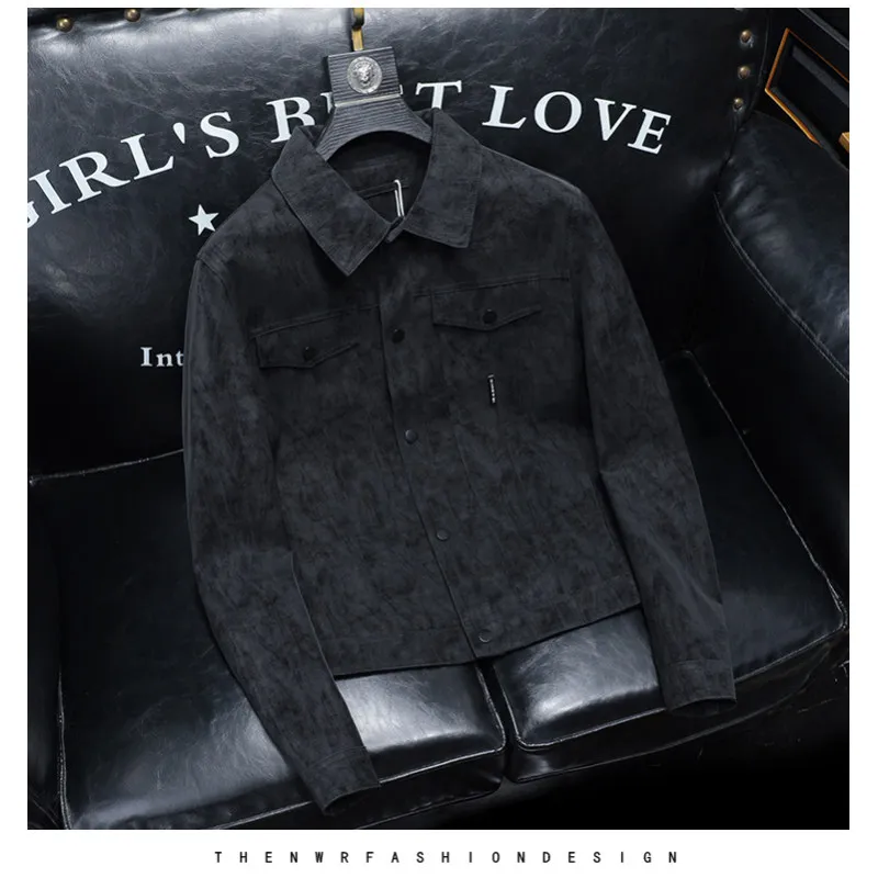 

Мужская кожаная куртка Sli Biker: приталенный крой, воротник-стойка, универсальная, осенне-зимняя, модная, из искусственной кожи, для молодежи, придающая энергии