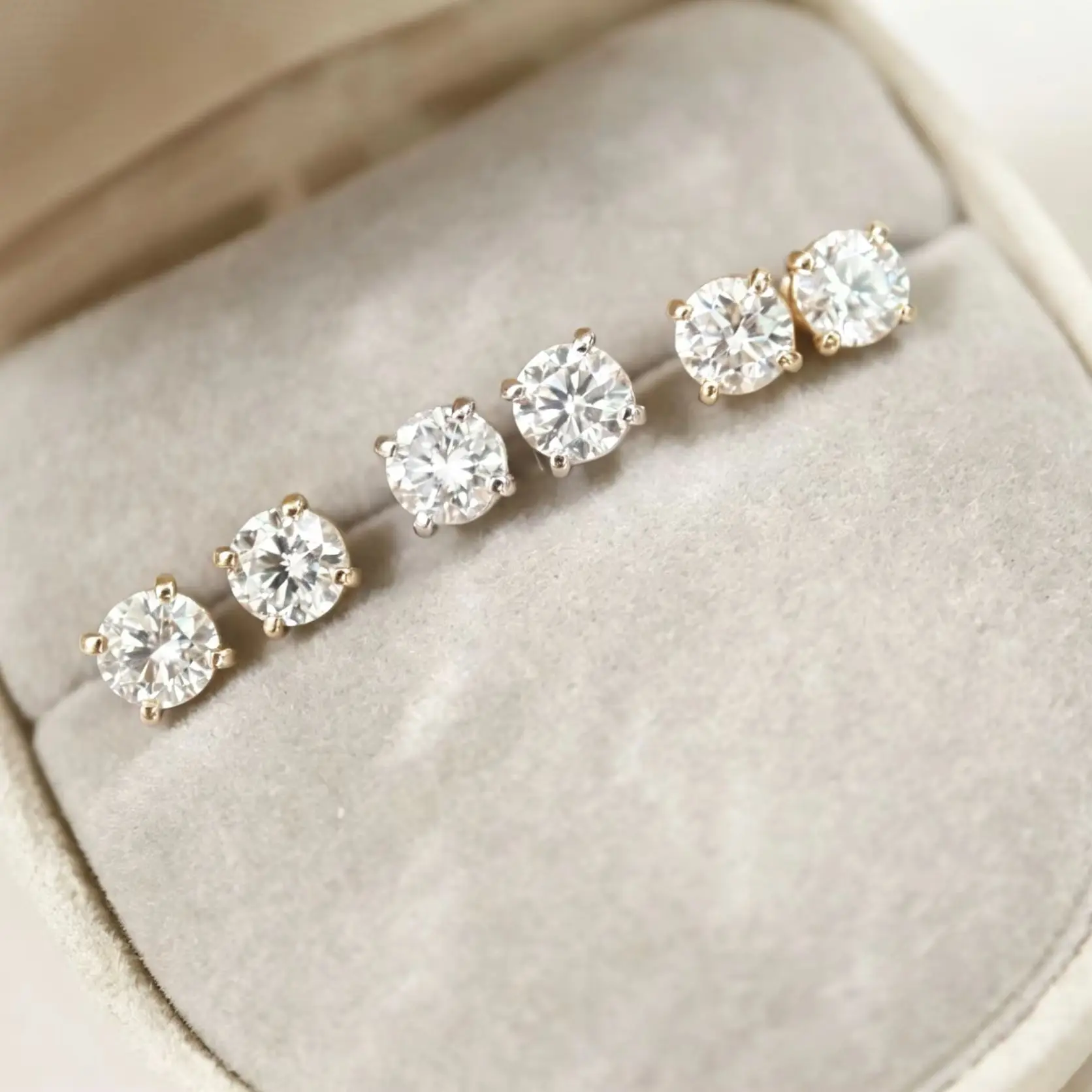 FLORAL IGI 1ct D VVS2 Round Cut CVD Lab Grown Diamond with Certificate 14K Gold 925 Silver Laboratory Diamond Earrings for Women - view 4