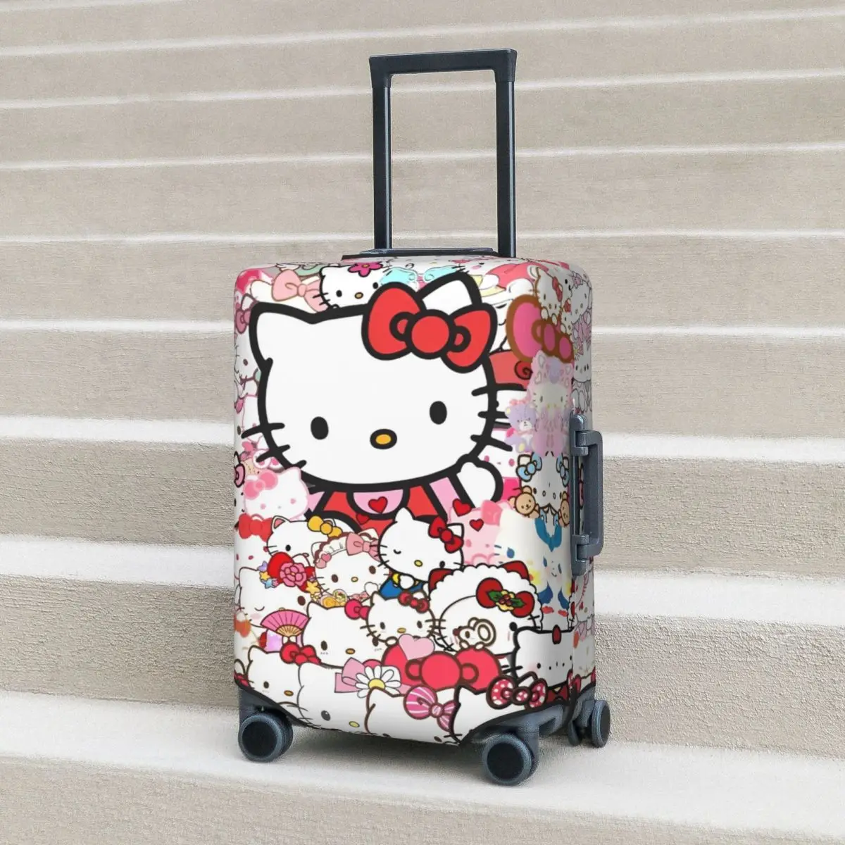 Hello Kitty Niestandardowy pokrowiec na walizkę Kot Nadruk zwierzęcy Kreskówka Praktyczny ochraniacz podróżny Walizka na bagaż Wakacje