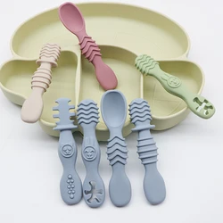 4pcs silicone baby food spoon, training spoon for babies over 6 months old, easy-to-grip tableware, Christmas gift