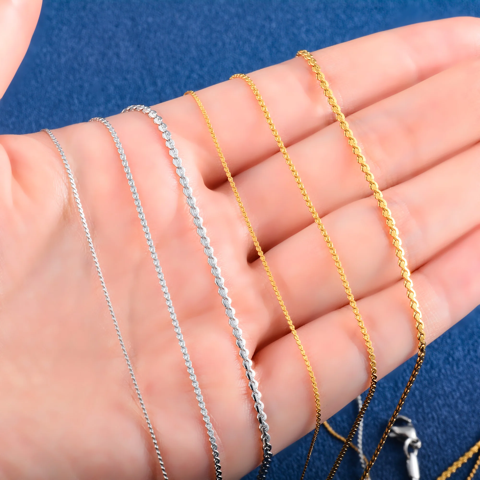 0,8/1,1/1,5mm Edelstahl zierliche Hals Kabel S Kette dünne Halskette für Frauen Metall Kragen Halsband Schmuck Zubehör Geschenk – Detail 6