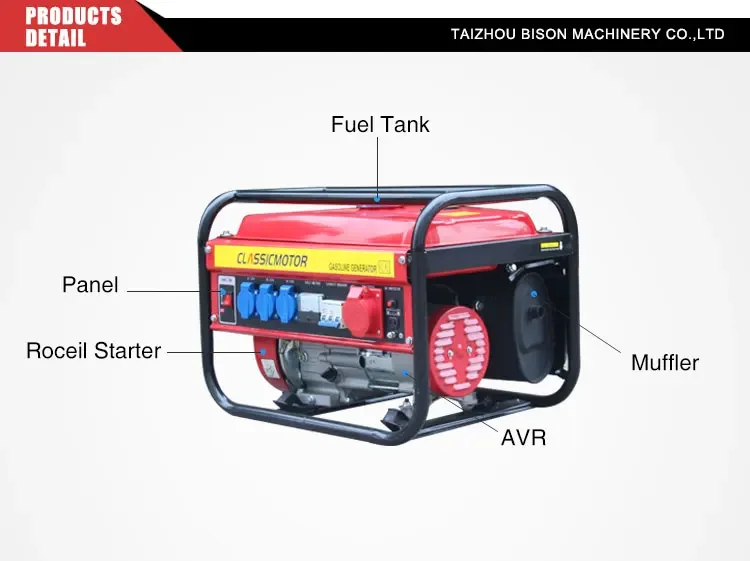 آلات بيسون صغيرة 12 فولت تيار مستمر 3 مراحل بداية يدوية 2.5kw 168f محرك 5.5hp مولد بنزين للاستخدام الخارجي