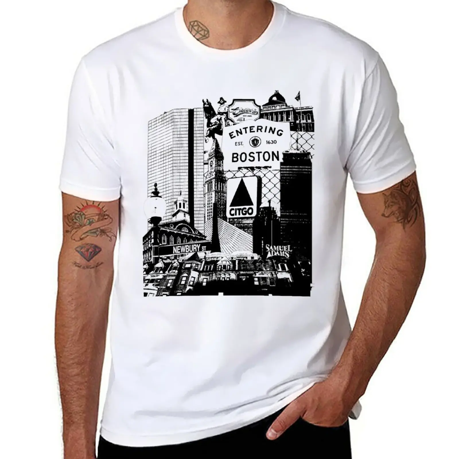 New Boston scenes and sights collage T-Shirt customized t shirts black t shirt hippie clothes clothes for men