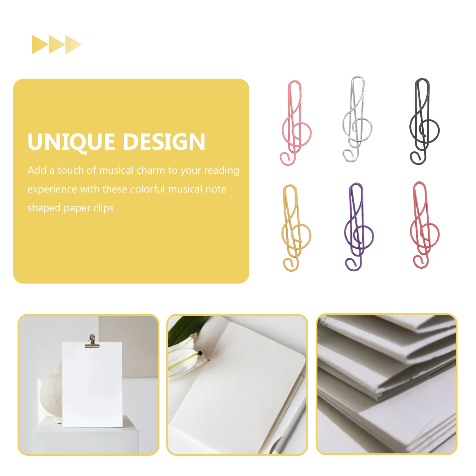 200 قطعة من الإشارات المرجعية للملاحظات الموسيقية الملونة، مشابك ورق معدنية للمستندات، ورقة مخططة للوازم المدرسية، ديكور