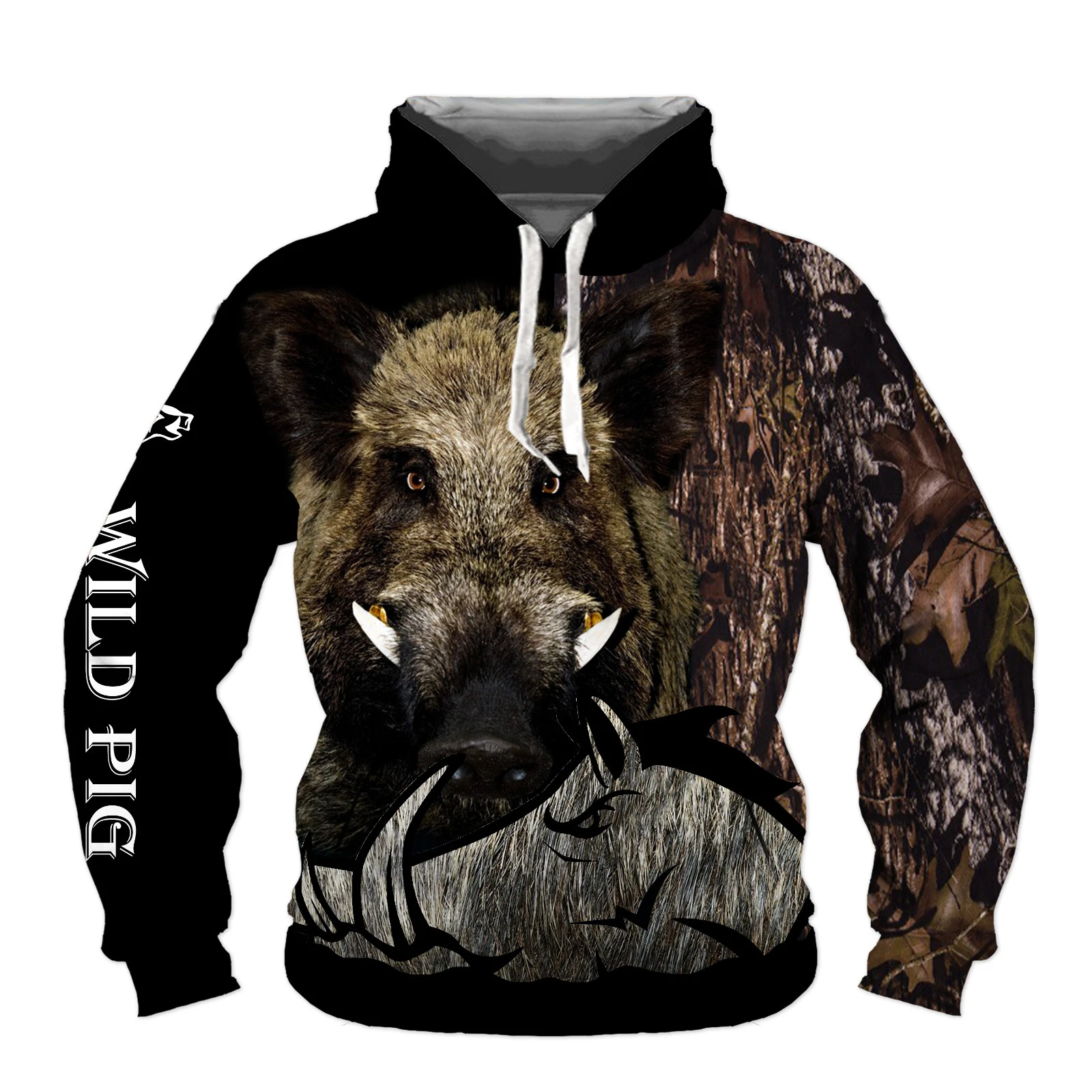 Sudadera con capucha con estampado 3D para hombre y mujer, prenda de vestir Unisex con estampado de jabalí, cazador, caza, Hip Hop, informal