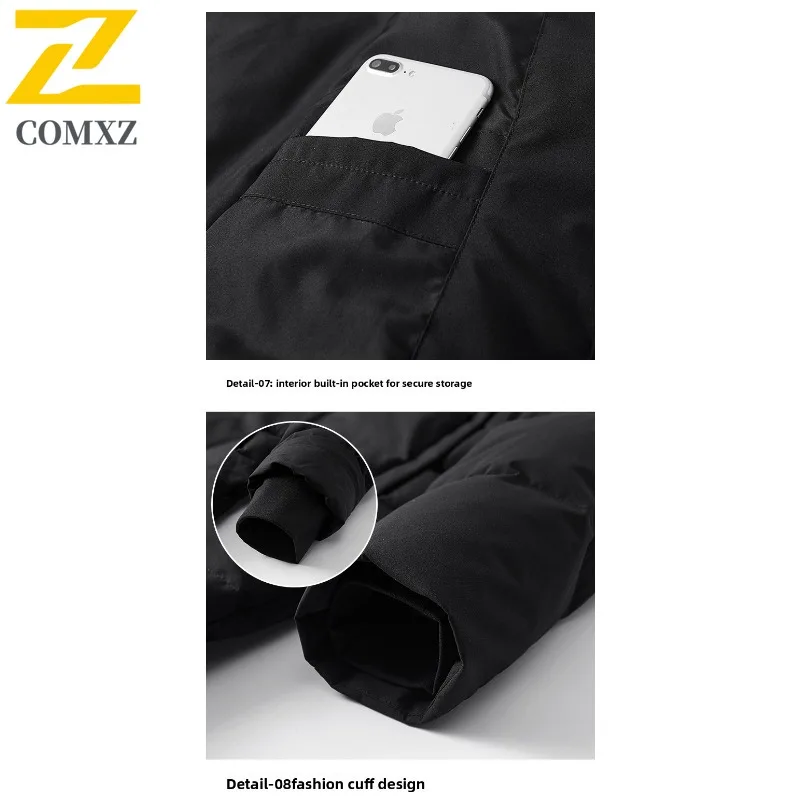 COMXZ سترة الخبز المقاومة للبرودة سميكة مقنعين الكورية موضة السفر أسفل سترة ثلجية بلون وسادة مبطنة ملابس للرجال