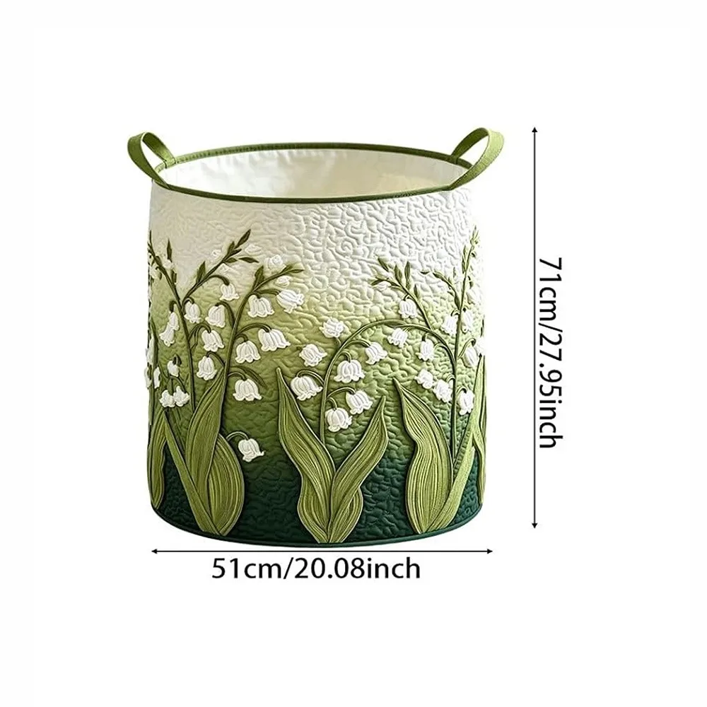 New Boho Quilted Laundry Basket Large Capacity with Handles Laundry Hamper Soft Floral Fabric Storage Basket Home Decor view 6