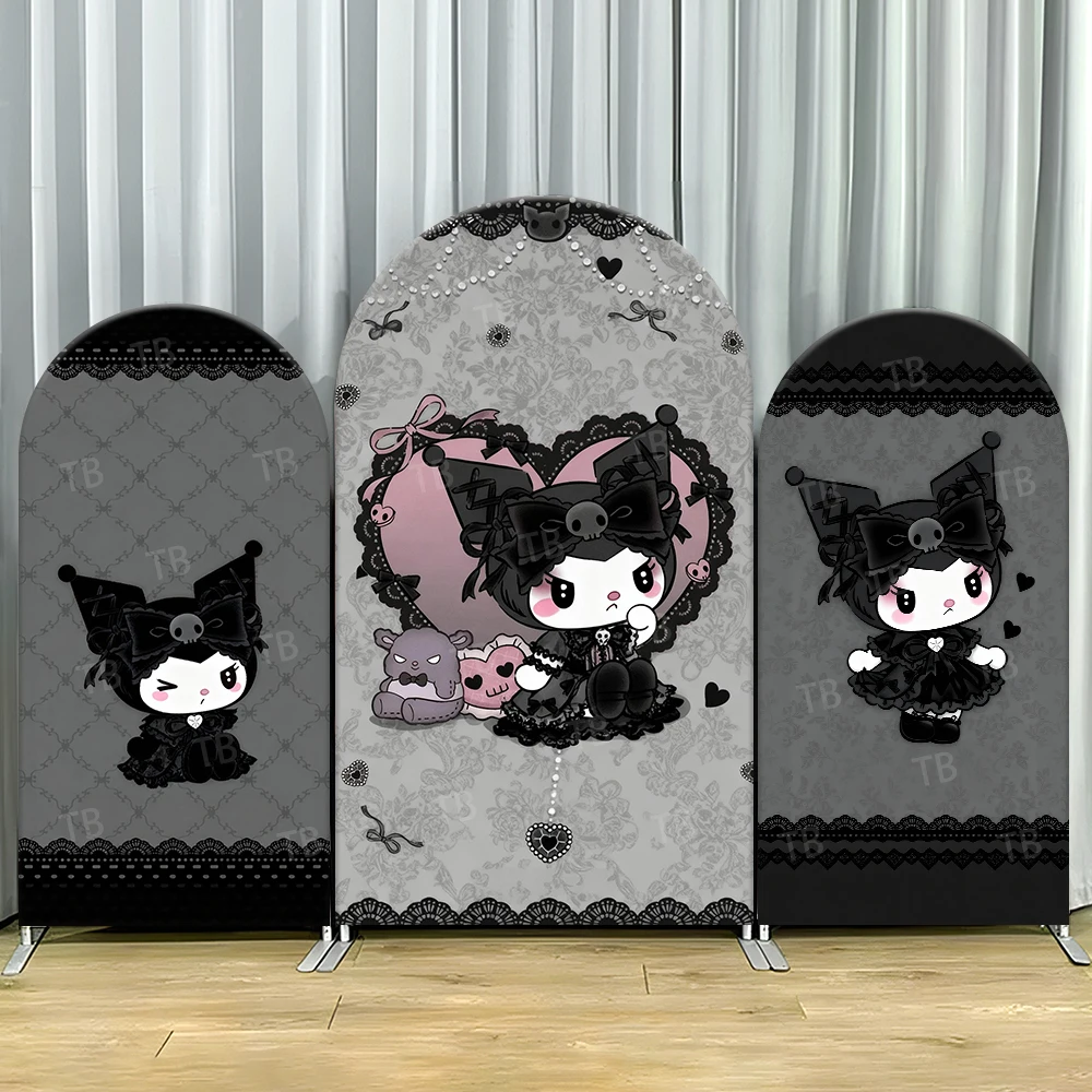 

TB Black Sanrio Kuromi Theme Arch Backdrop Cover for Girls Birthday Party Decor Photograph Background Wall Baby Shower Supplies