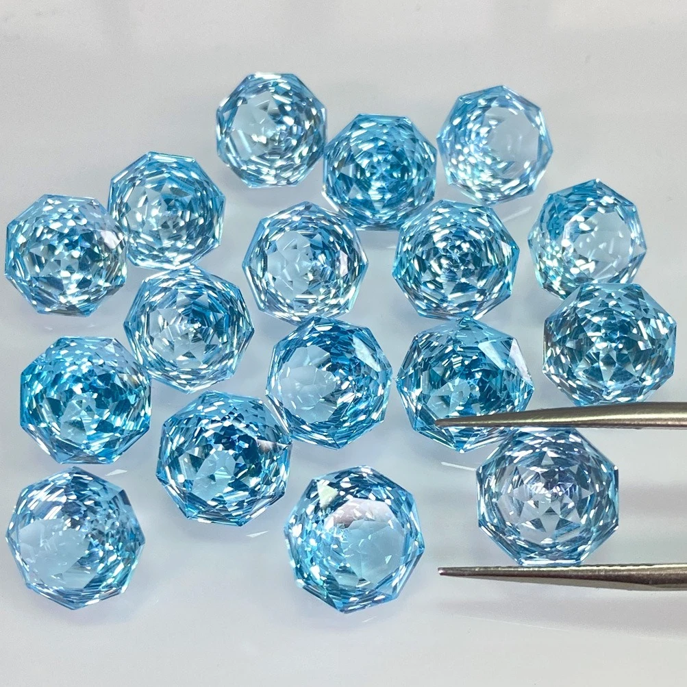 Natural Sky‑Blue Topaz Rose Cut Cabochon, Sparkling Loose Gemstone, DIY Inlay Accessory for Ring Pendant Jewelry Making
