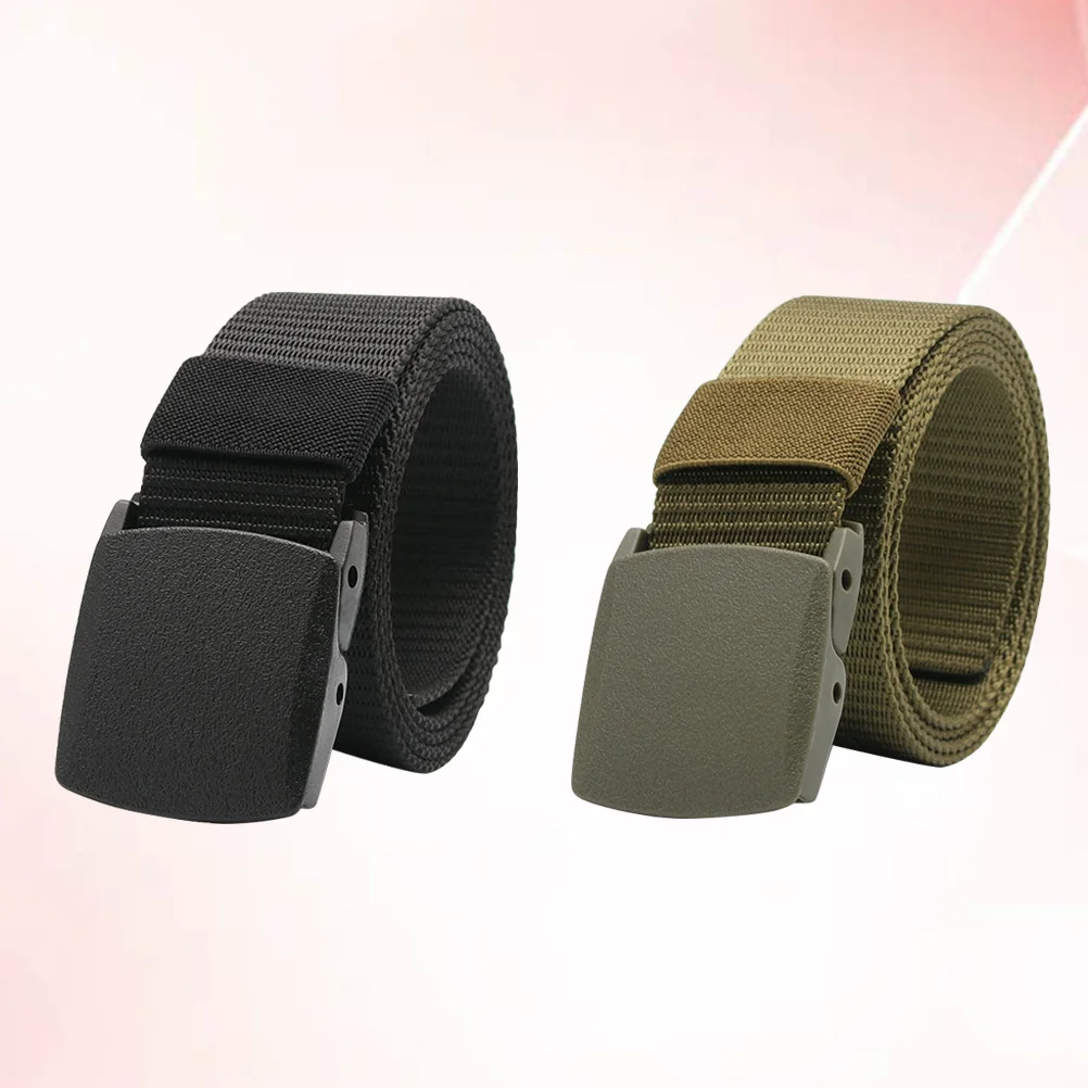 

2 pcs Canvas Waist Lightweight Adjustable Plastic Buckle Outdoor Training Men Durable Nylon Belt Stylish Casual Belt For Daily