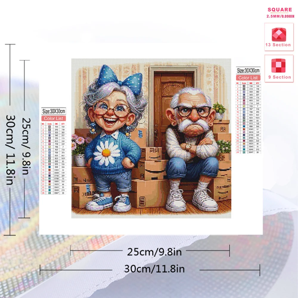 Momoart New Arrival Diamond Painting Couple Old People Woman Portrait Full Square Round Embroidery Cartoon Mosaic Wall Decor