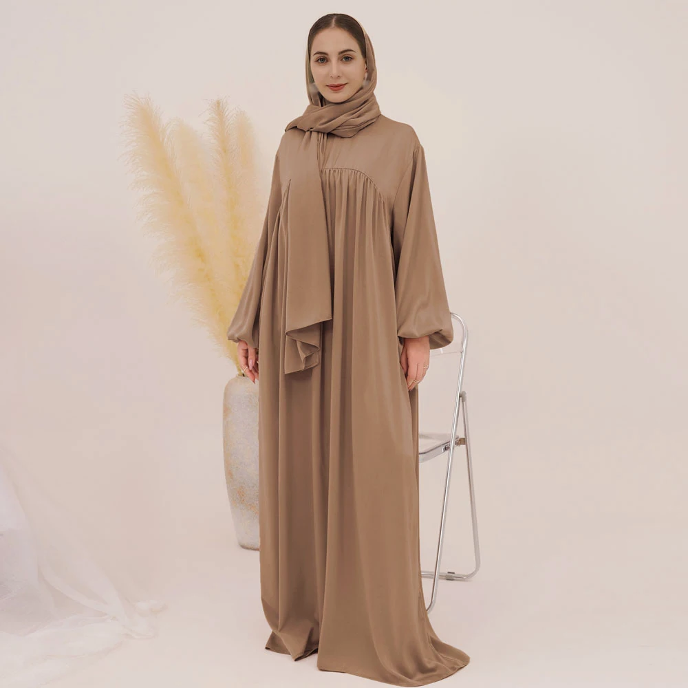 Nuovo Eid Ramadan Djellaba Donne Musulmane Dubai Abaya Saudita Con Sciarpa Abito Pianura Turco Arabo Abito Islamico Femme Musulmane Vestido