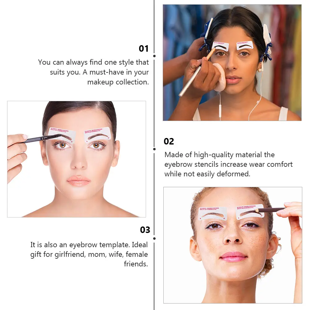 96pcs Wenkbrauw Make-up Stencil Kits Vrouwen Vormgeven Kaarten Wegwerp Template Tool Herbruikbare Wenkbrauwstencils Beginner Schoonheid Geschenken