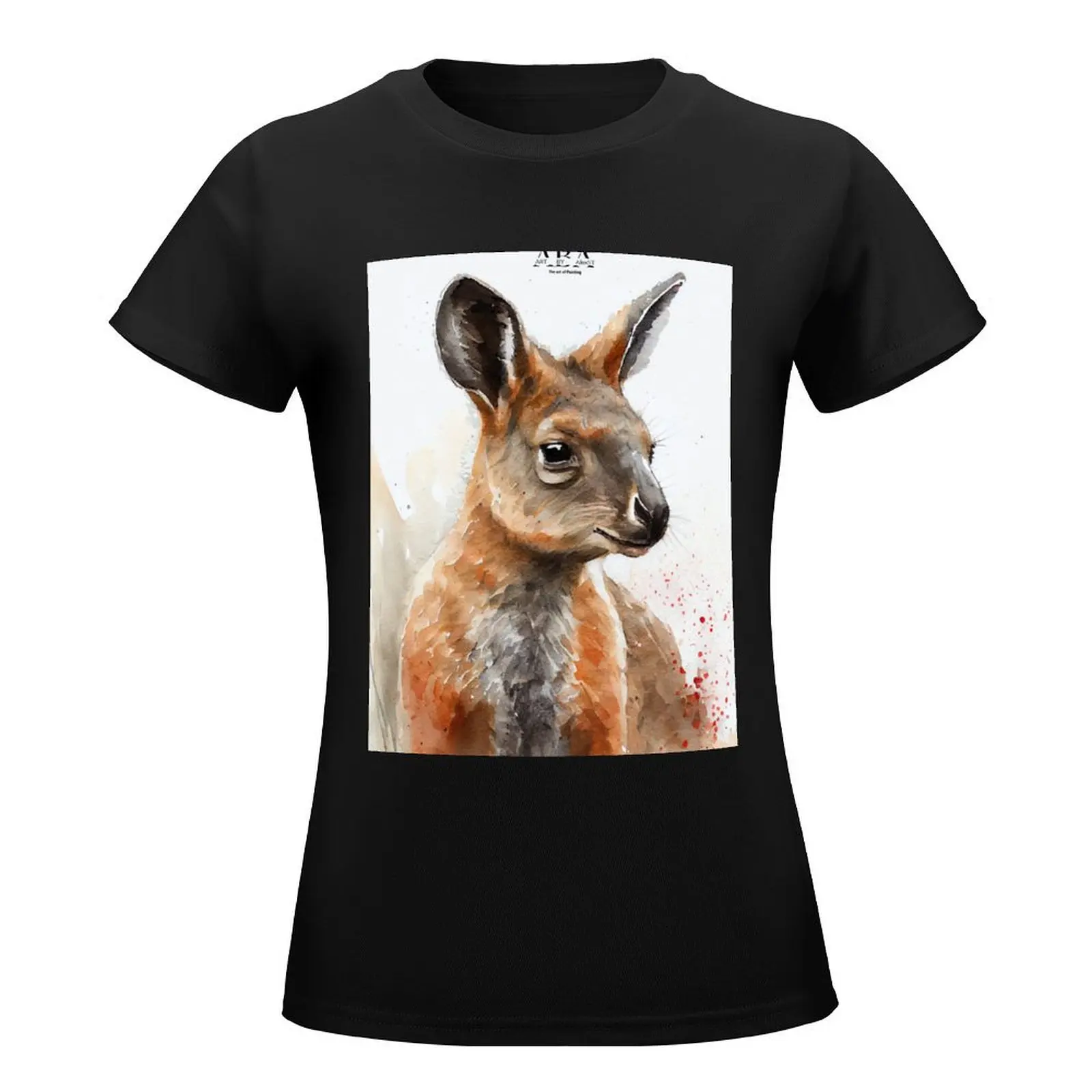 Australian terrestrial mammals Wallaby - Watercolor Paint T-Shirt tees summer top funny t shirts for Women