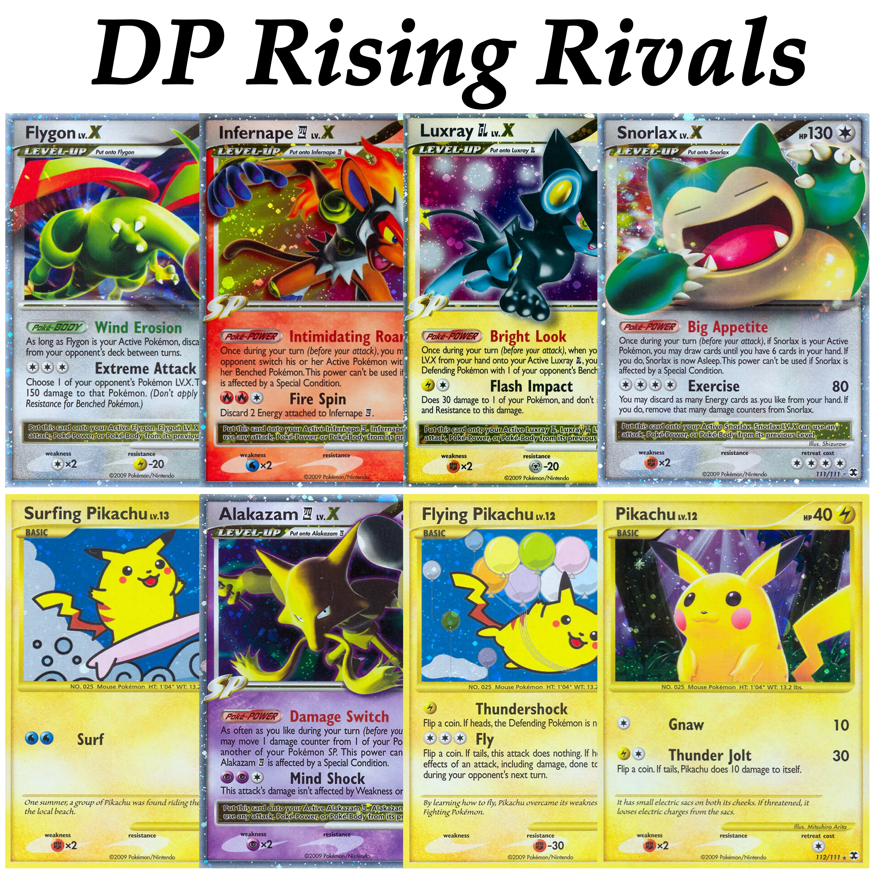PTCG Pocket DP Rising Rivals Snorlax Pikachu Luxray Infernape Flygon Alakazam Cosmos Holo/Full Holo Aoki SP SR Nostalgia Proxy
