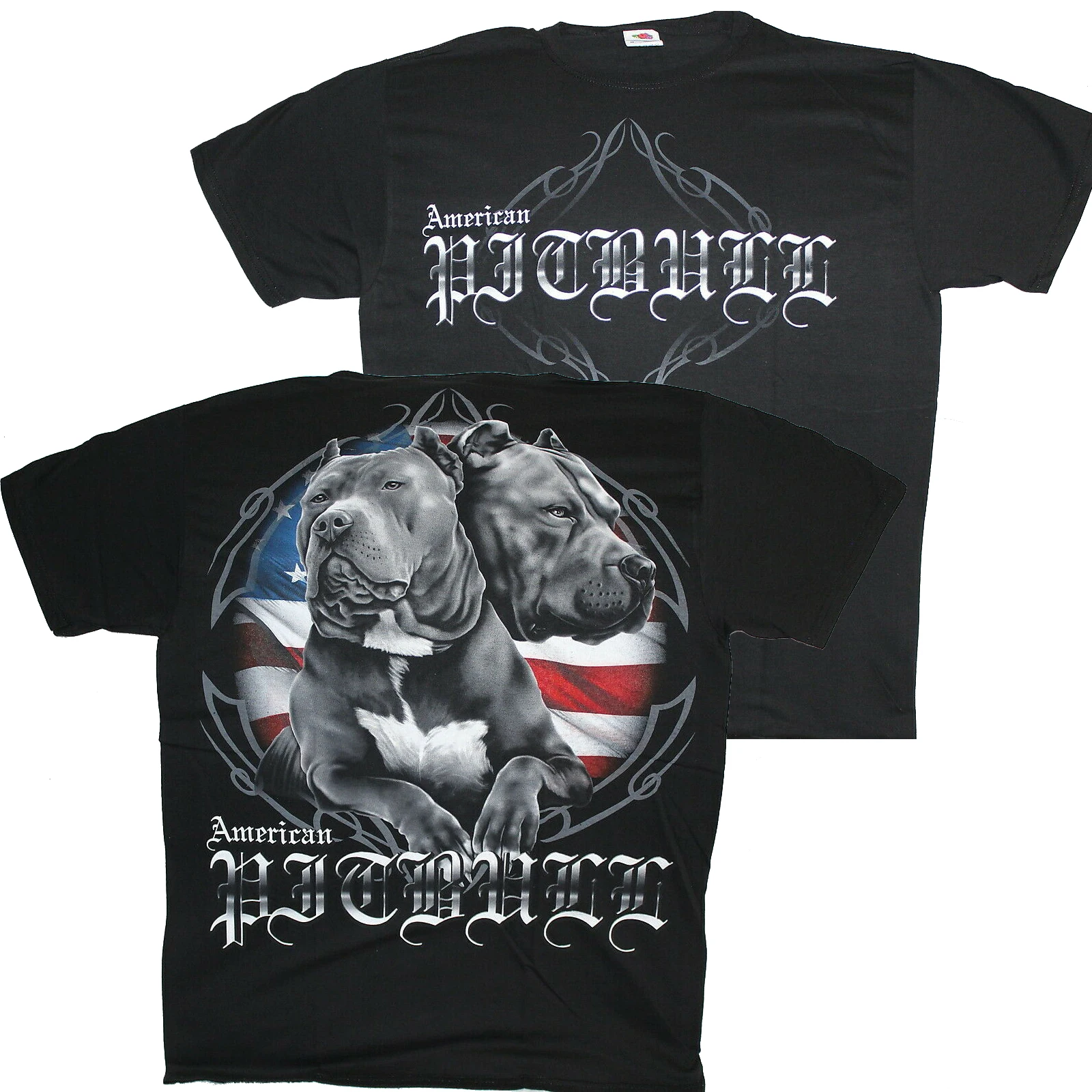 American Pitbull Flag Pitbulls Terrier T-Shirt 100% Cotton O-Neck Summer Short Sleeve Casual Mens T-shirt Size S-3XL