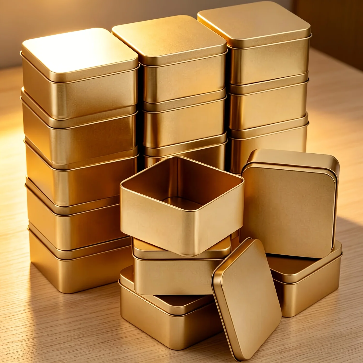 15 Pack Square Metal with Lids - Empty Storage Containers Gifts, Favors, Candies, Crafts, Tea, Small Items, Home & Office Use