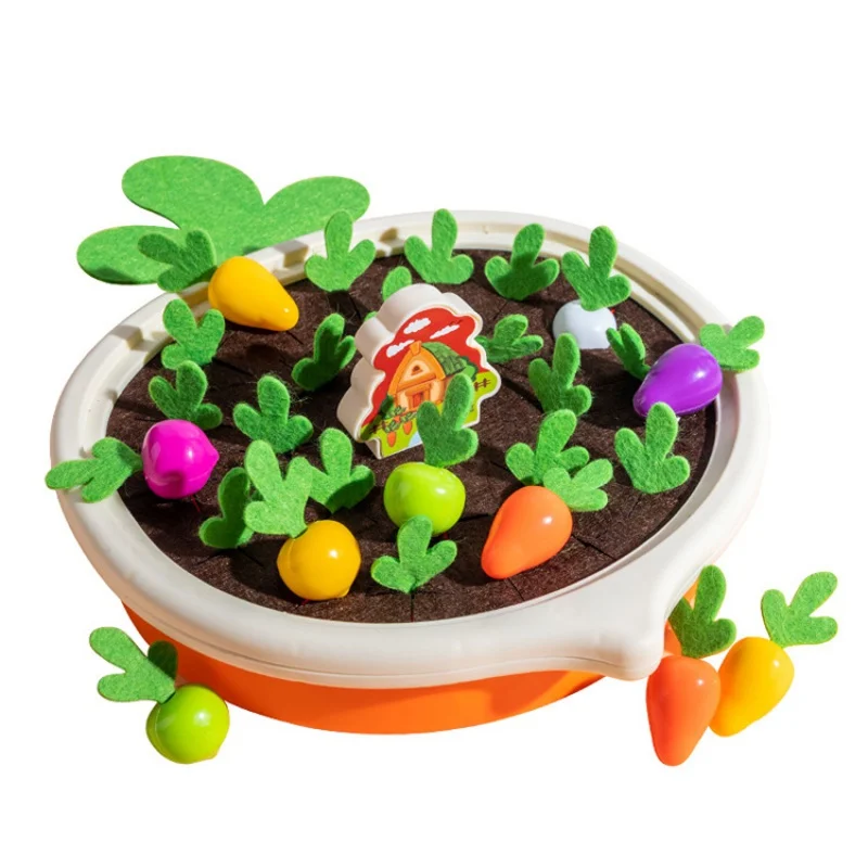 

Toddlers Montessori Educational Pretend Radish Pulling Carrot Set Toy Board Plaything Game Pluck Count Discovery for Kids toys