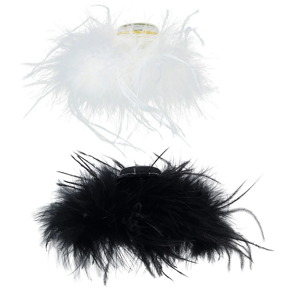 

2 Pcs Plume Claw Clips Barrette Unique Accessories Girls Hairpin Stylish Durable Women Hair Jaw Clips Decorative For