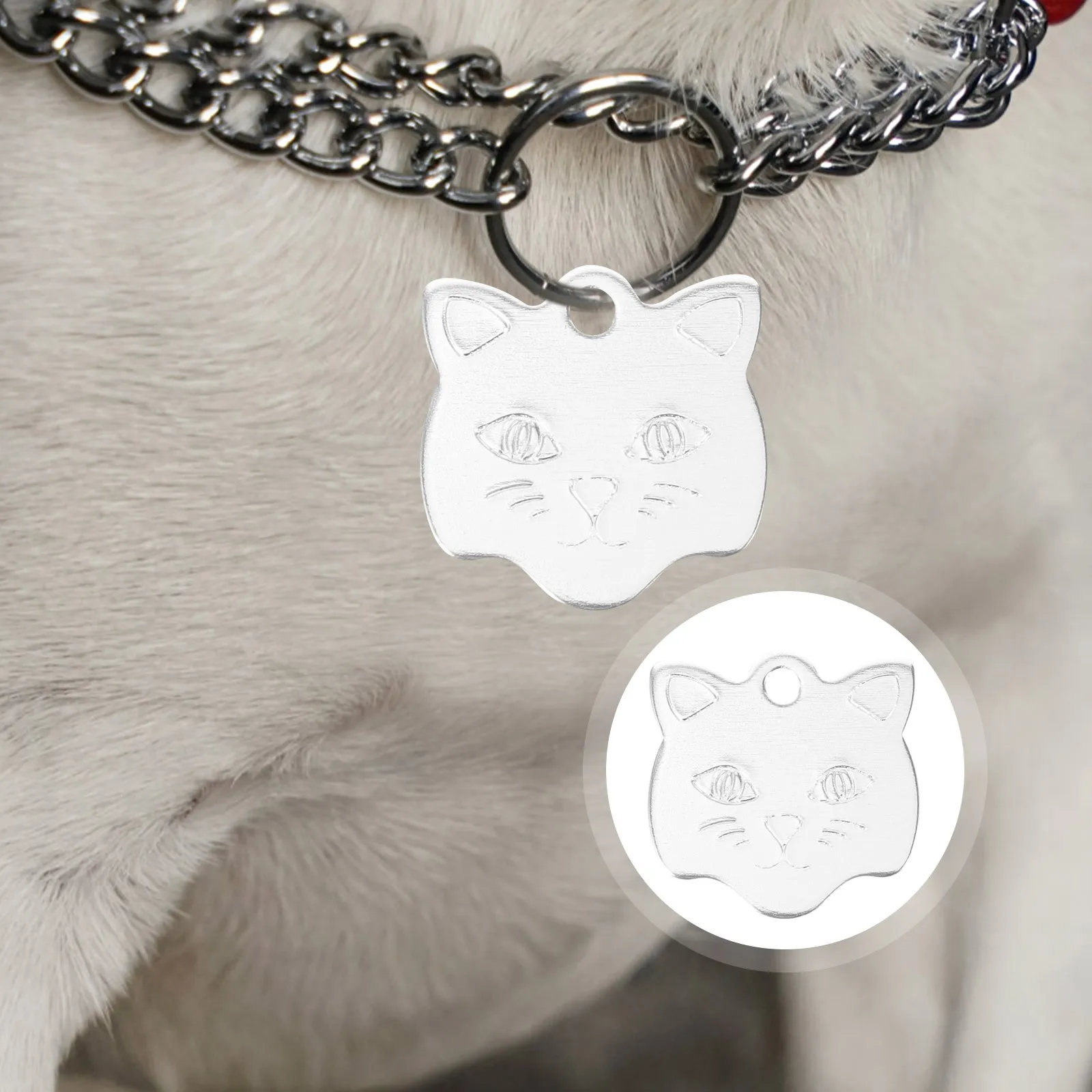 

10Pcs Pet Tags Cat Head Shaped Aluminum Alloy Custom Engraved Dog Name Tag for Small Pets Lost Proof Identification