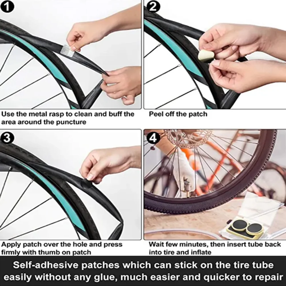 50pcs Bicycle Glue-free Tire Patches Bike Tire Patch Tool Without Glue No-glue Adhesive Quick Drying Bike Accessories