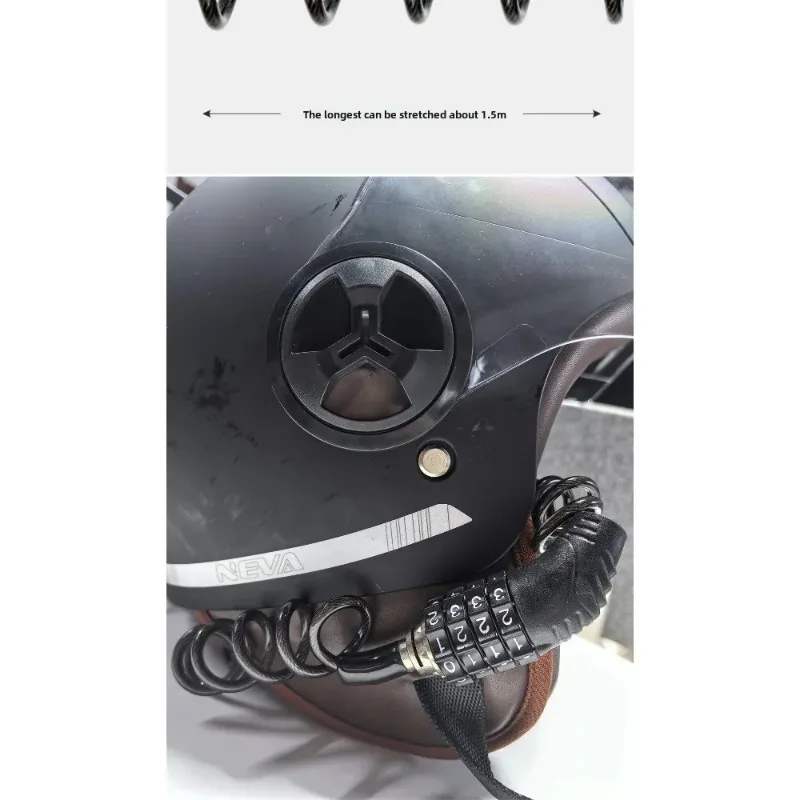 

1PC 4-position Anti-theft Rope Lock, Safe and Durable Portable High-strength Steel Wire Rope Chain for Motorcycle Helmets