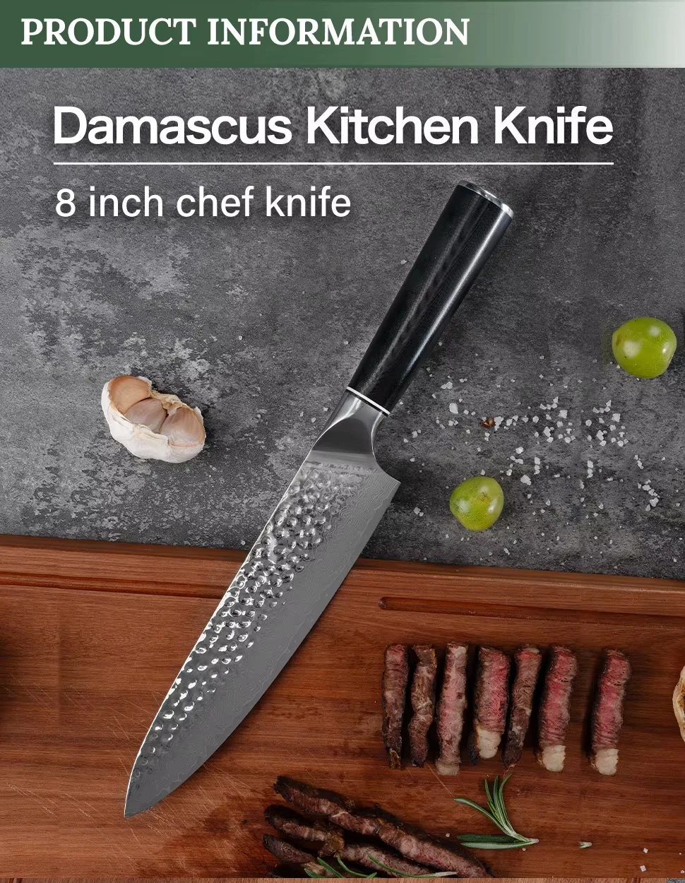 

Korknife 8-дюймовый нож шеф-повара 67 слоев дамасской стали с острым лезвием кухонные ножи G10 ручка овощерезка для мяса