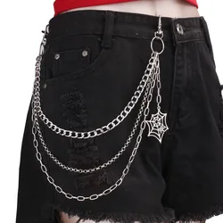 Fashion Punk Metal Pants Chain Hip Hop keychain Spider Web Pendant Jeans Chain for Men Women Accessories Gifts