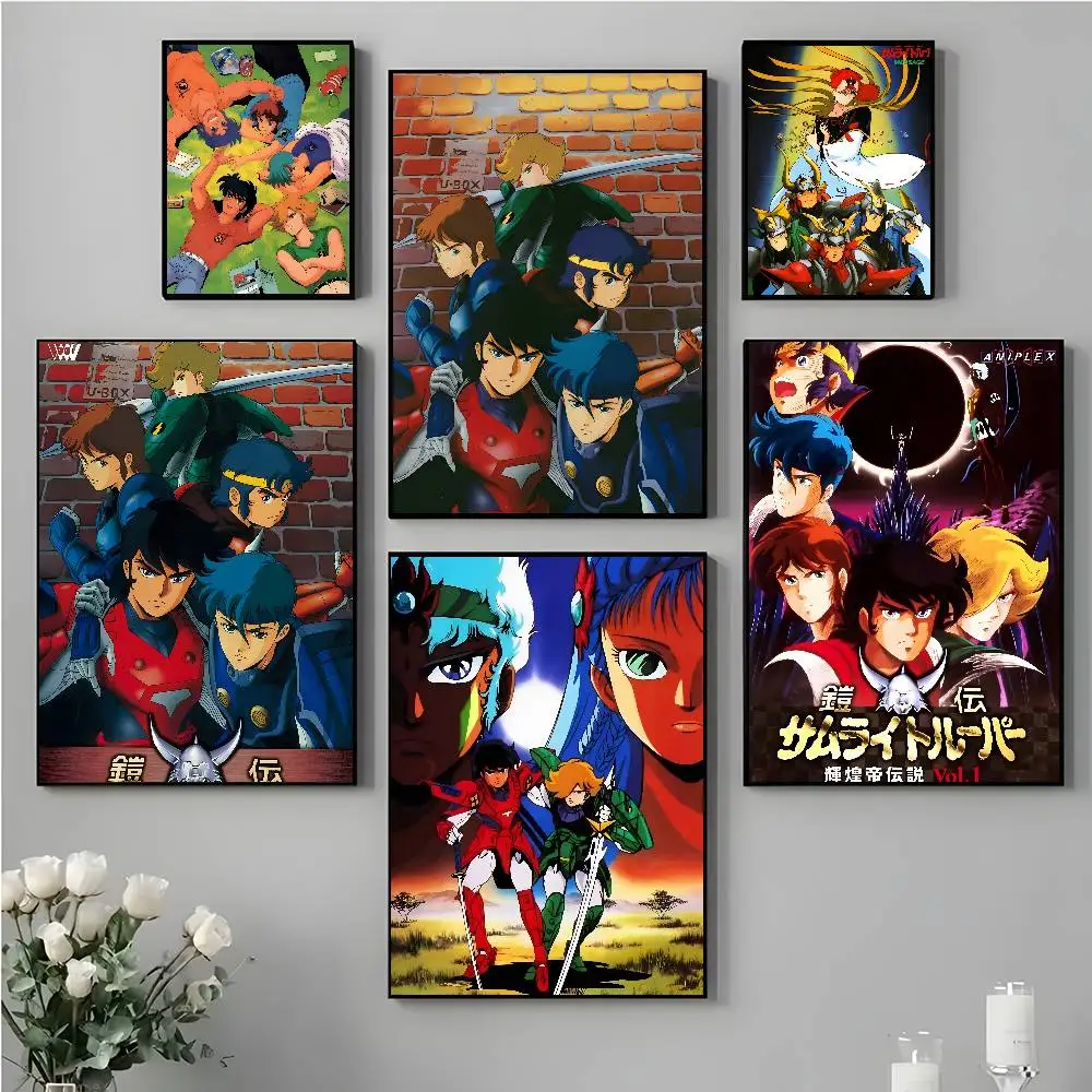 Anime R-Ronin Warriors Poster Selbstklebende Kunst Wasserdichter Papieraufkleber Kaffeehaus Bar Zimmer Wanddekoration