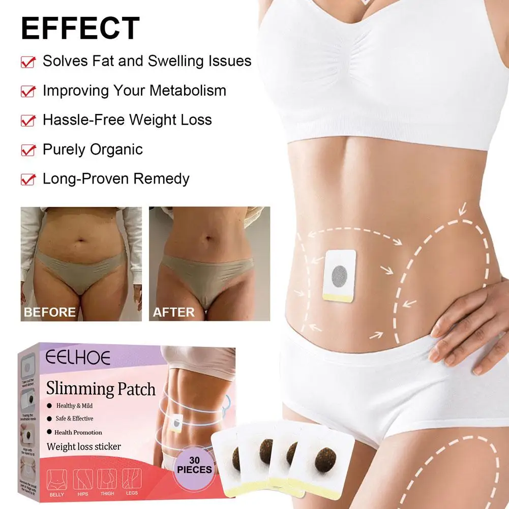 30pcs/box Slimming Patches Body Sculpting Belly Stickers Fat Burning Weight Loss Body Firming Waist Slim Navel Patch Weight Loss