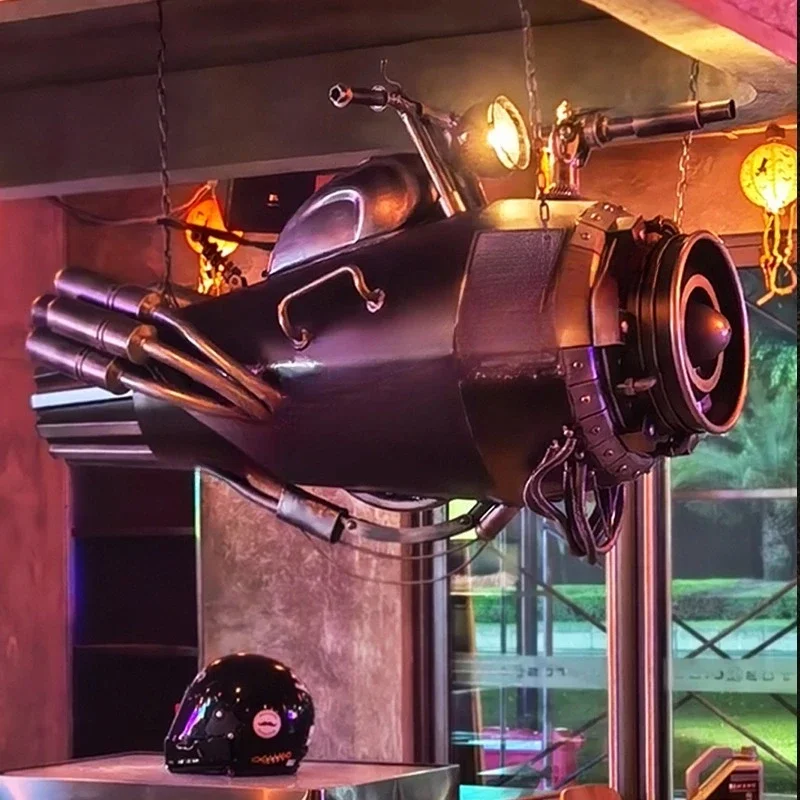 

Creative retro industrial wind metal space motorcycle model bar ceiling decoration