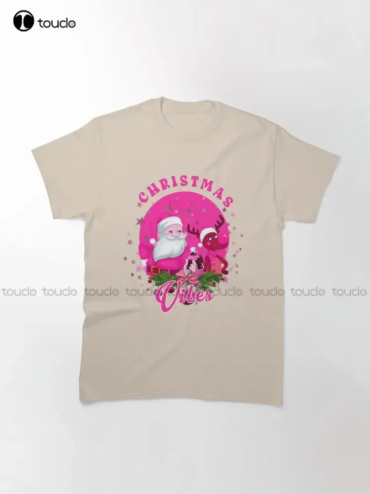 Vintage Santa Christmas Vibes Trending T-Shirt T Shirt Dress Custom Aldult Teen Unisex Digital Printing Tee Shirts Custom Gift